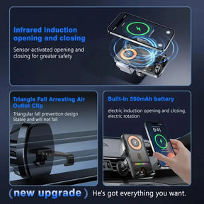 Phone Holder Wireless Charging Car Mount Auto Clamp Vent