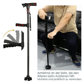 Foldable Walking Cane with LED Light – Alarm Function &amp; Adjustable