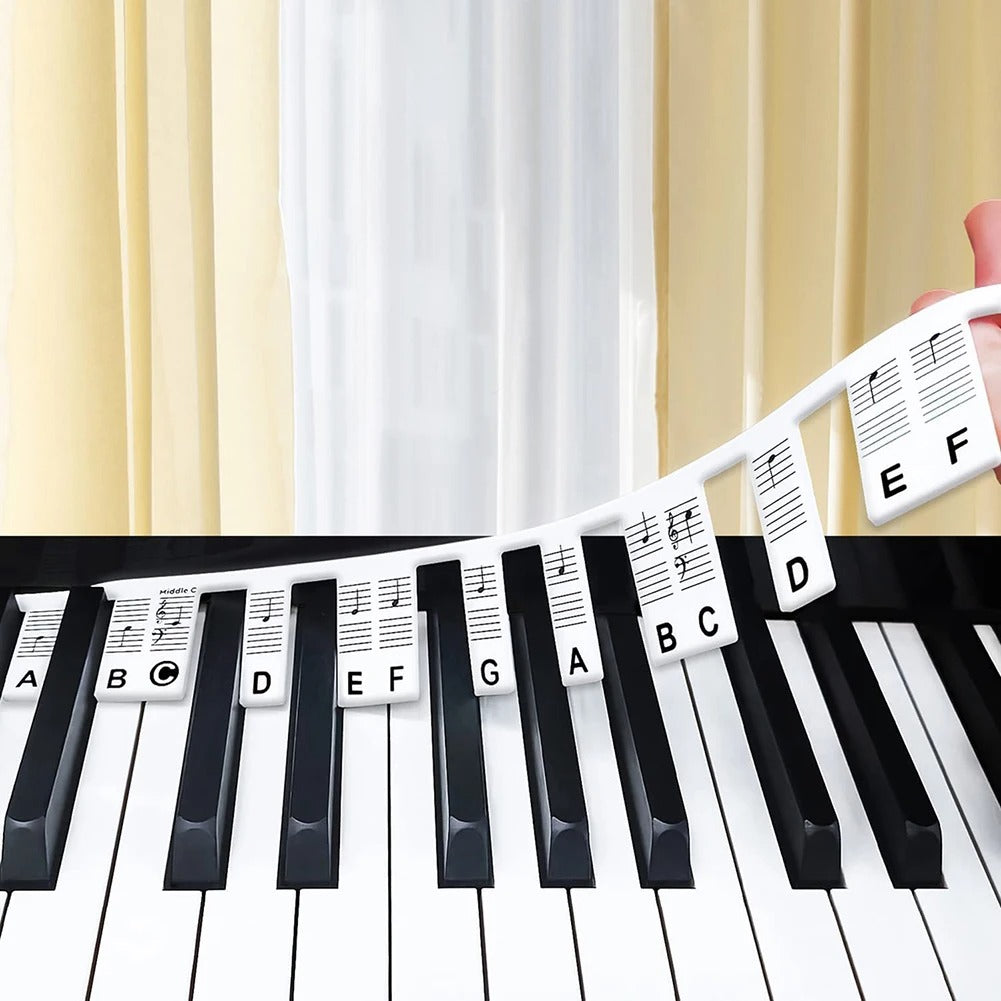 Adesivos de Silicone para Teclado de Piano Etiquetas de Notas Aprendizado de Teclas