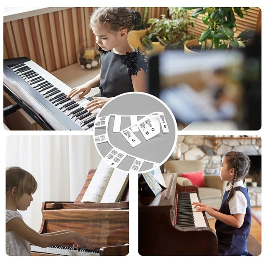 Adesivos de Silicone para Teclado de Piano Etiquetas de Notas Aprendizado de Teclas