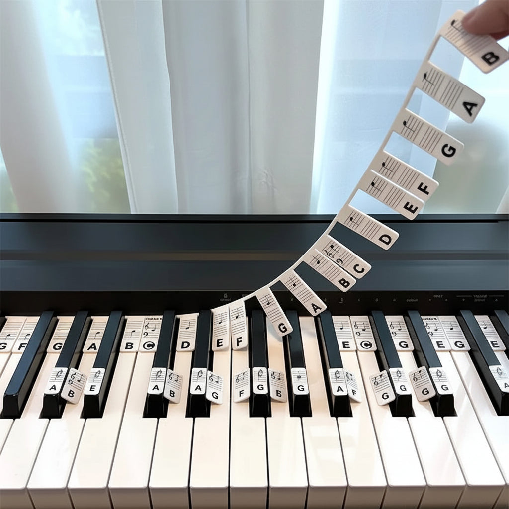 Adesivos de Silicone para Teclado de Piano Etiquetas de Notas Aprendizado de Teclas