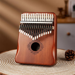 Kalimba Piano de Polegar de Madeira Mogno Instrumento de 17 Teclas