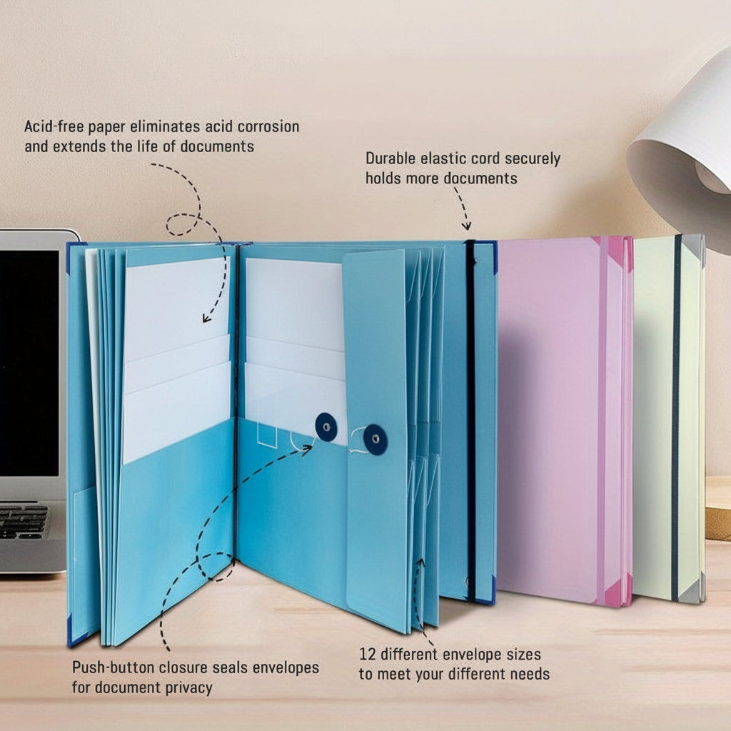 Kit de Pastas Organizadoras de Documentos Rosa para Arquivos Domésticos