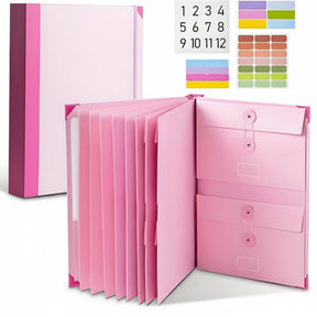 Kit de Pastas Organizadoras de Documentos Rosa para Arquivos Domésticos