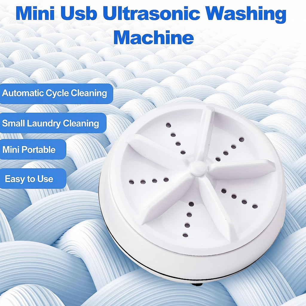Mini Máquina de Lavar Portátil Ultrassônica USB para Roupas