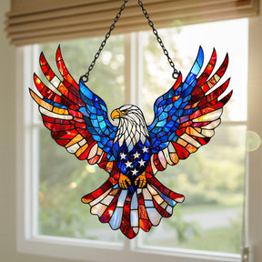 Wall Art Patriotic Eagle Stained Glass Suncatcher