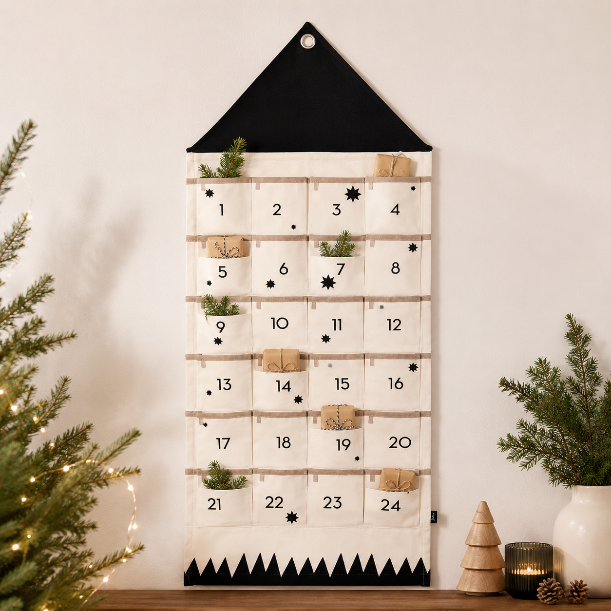 Design de Tecido para Calendário de Contagem Regressiva de Natal Personalizado