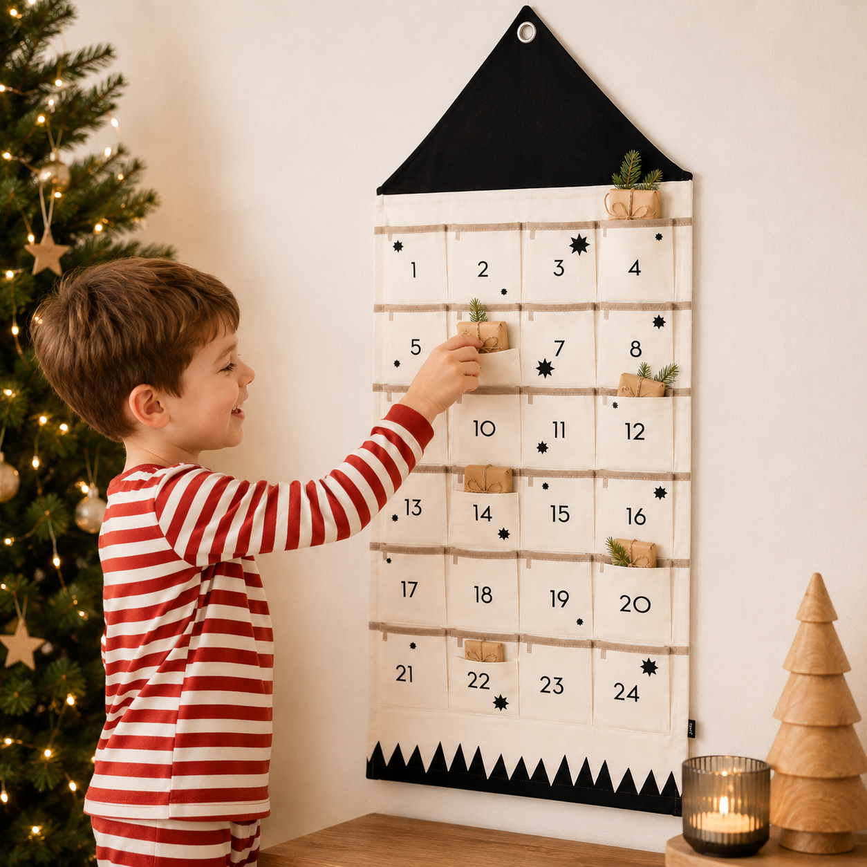 Design de Tecido para Calendário de Contagem Regressiva de Natal Personalizado