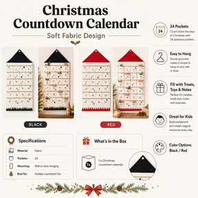 Design de Tecido para Calendário de Contagem Regressiva de Natal Personalizado