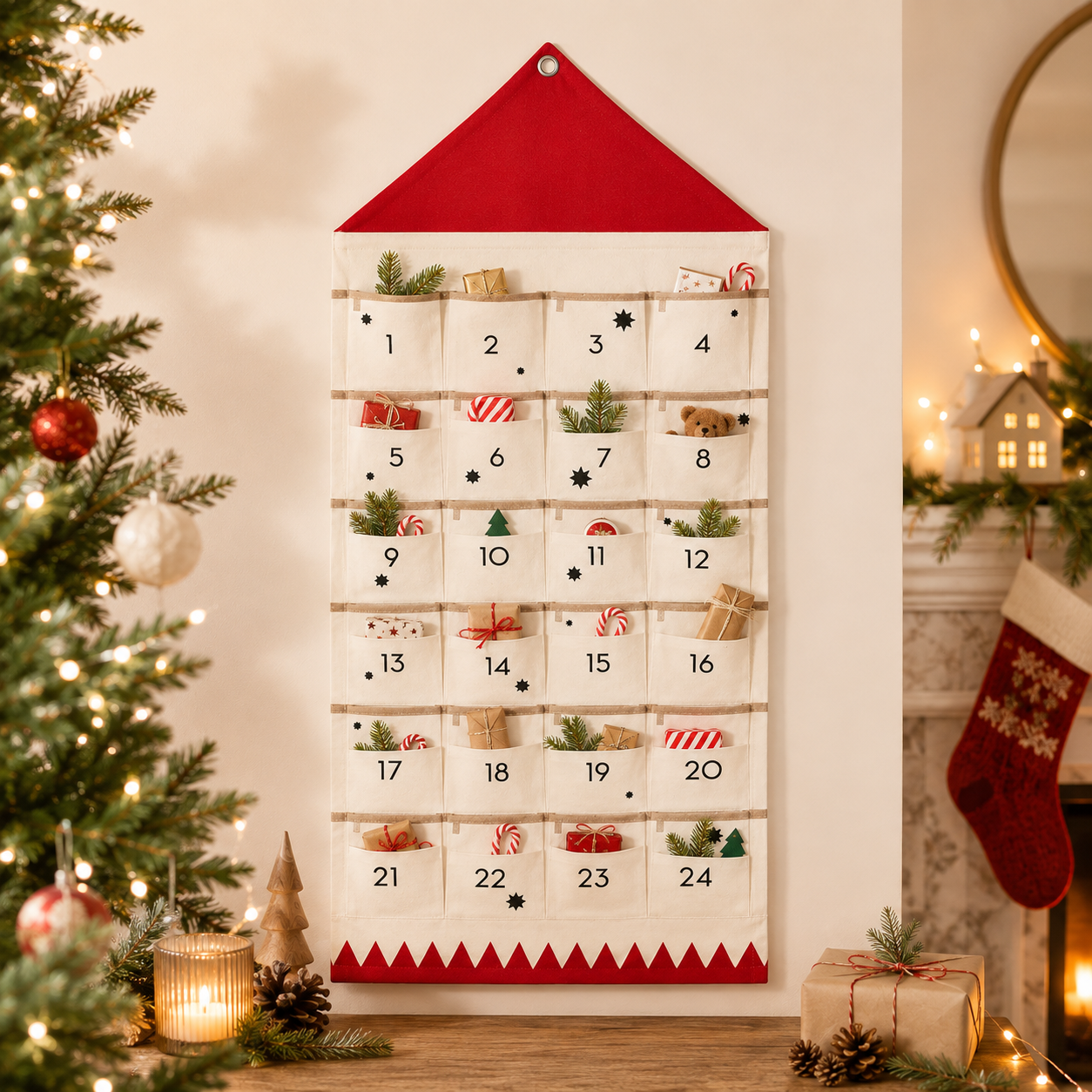 Design de Tecido para Calendário de Contagem Regressiva de Natal Personalizado