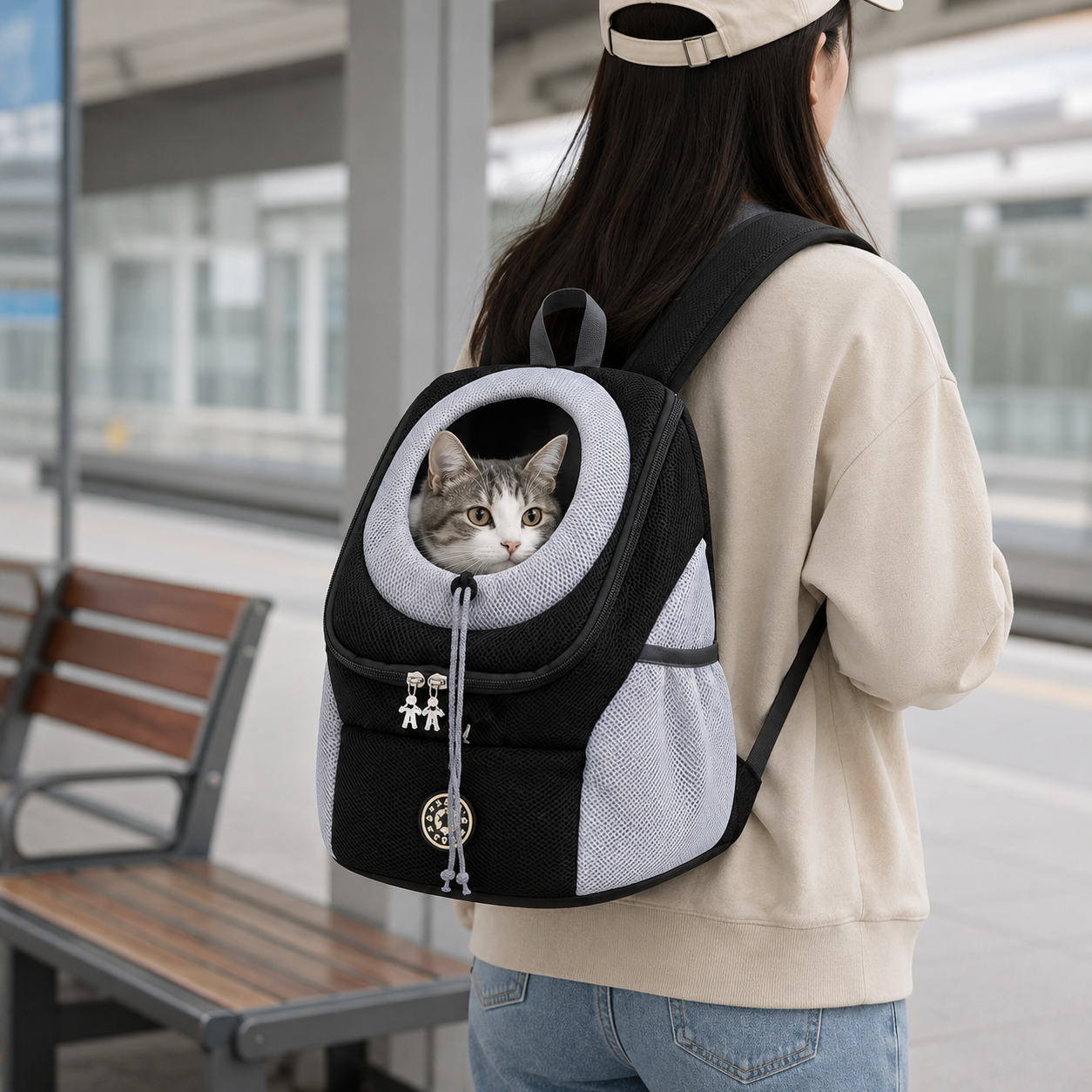 Mochila de Transporte para Cães, Design Prático para Viagens