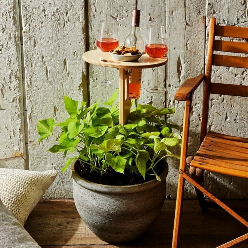 Suporte para Vinho e Petiscos com Espeto para Piquenique ao Ar Livre