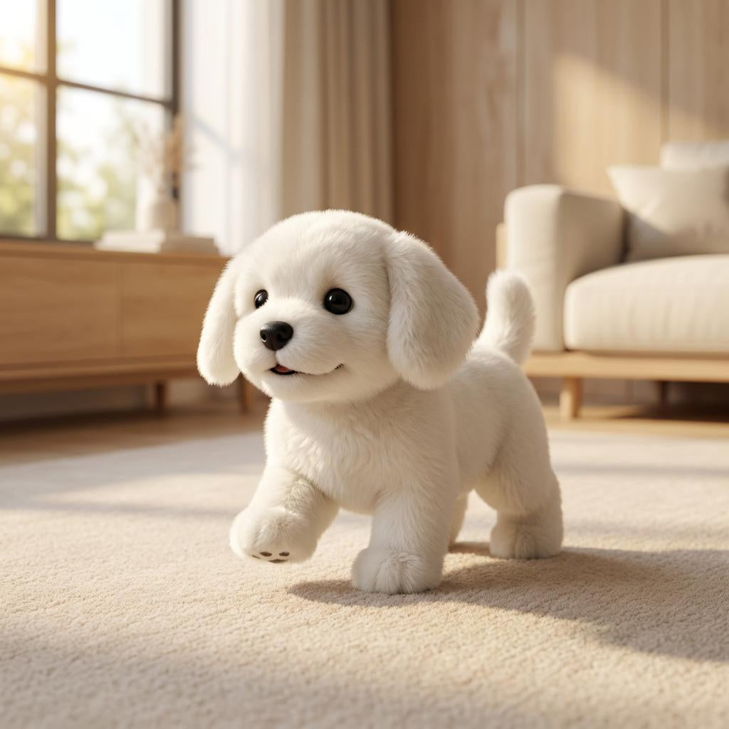 Brinquedo de Pelúcia Interativo para Cachorro Filhote Realista que se Move