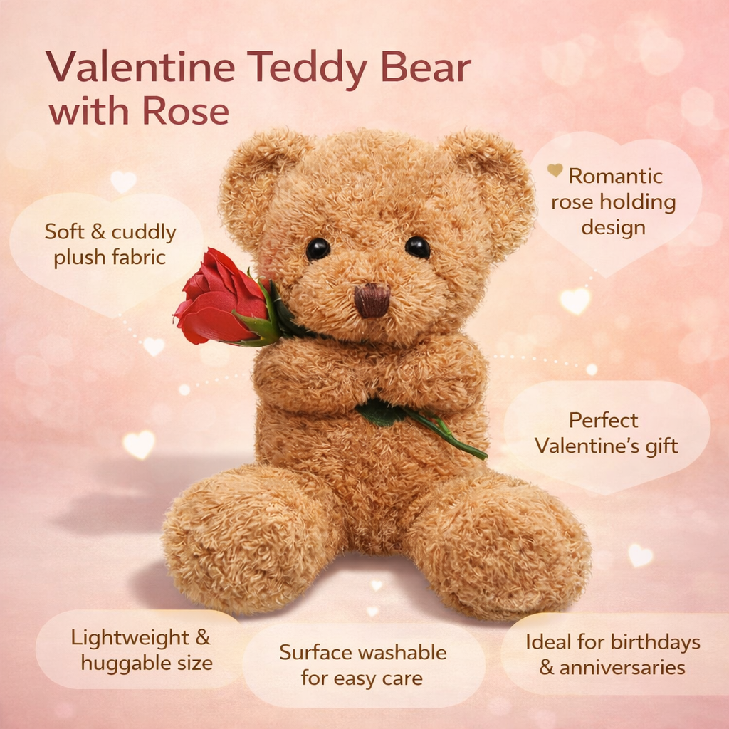 Urso de Pelúcia para o Dia dos Namorados com Rosa Presente de Pelúcia