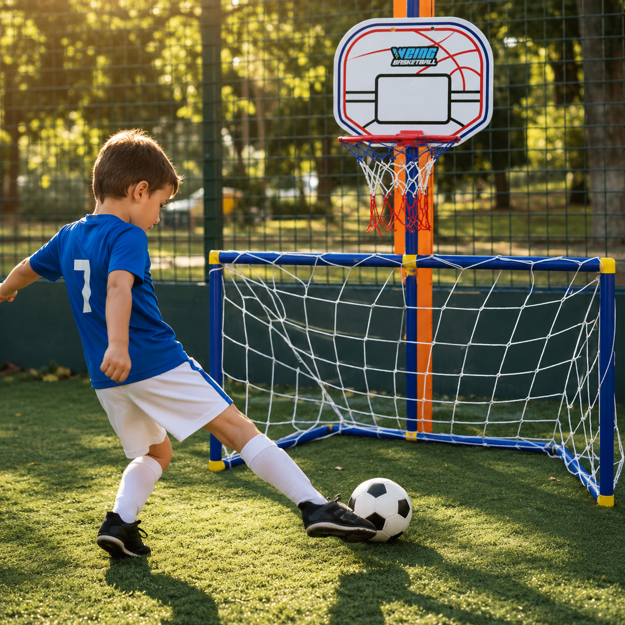 Brinquedo de Futebol e Basquete Portátil para Esportes ao Ar Livre