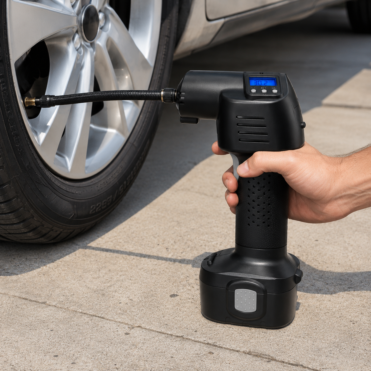 Calibrador de Pneus Portátil Digital Recarregável sem Fio
