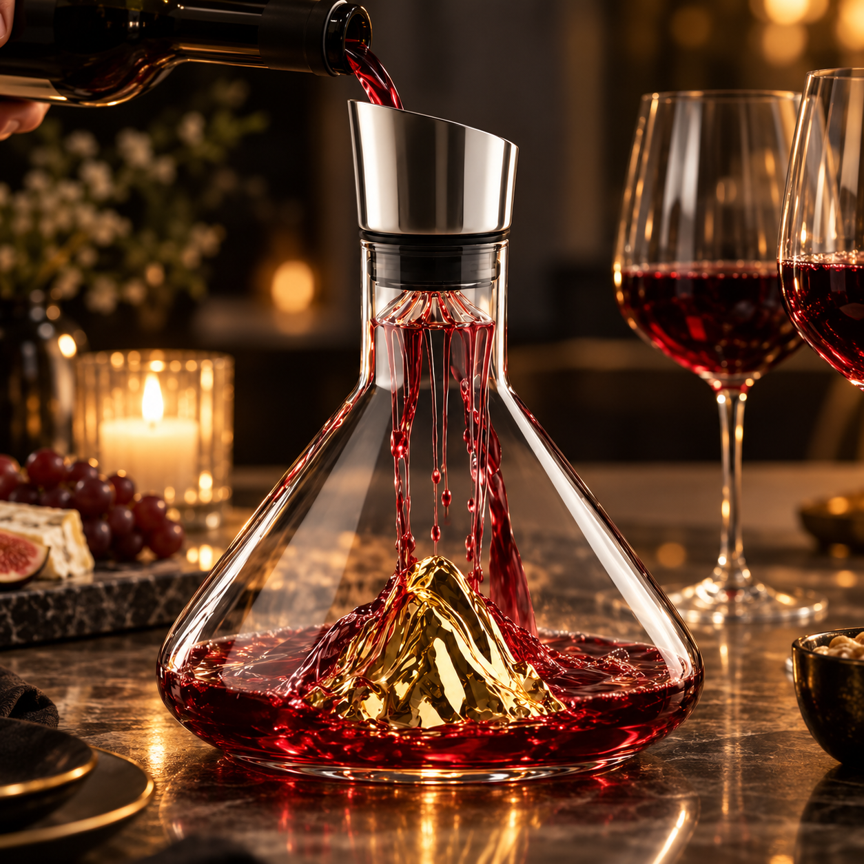Decanter de Vinho Premium Design de Montanha Bico Dosador Elegante