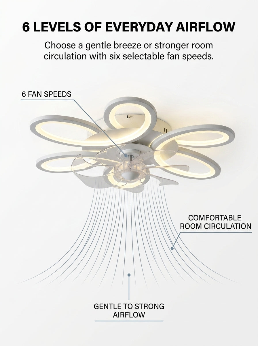 Butterfly loop modern fandelier ceiling fan with LED light