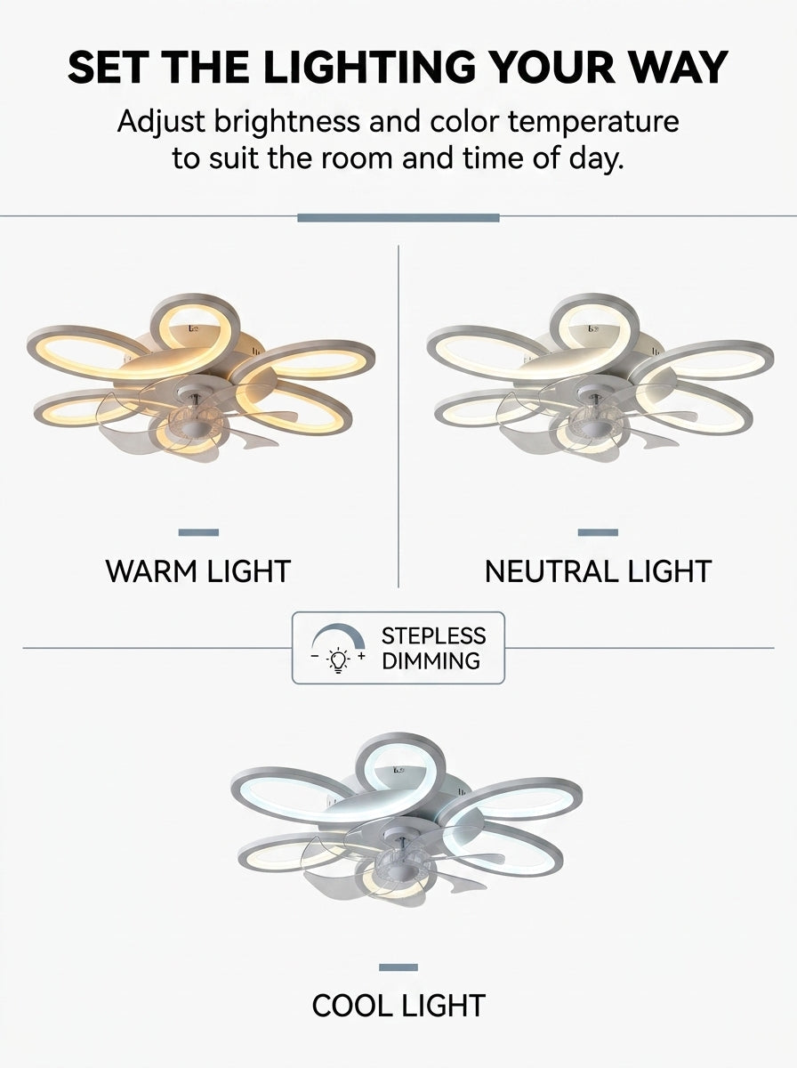 Butterfly loop modern fandelier ceiling fan with LED light