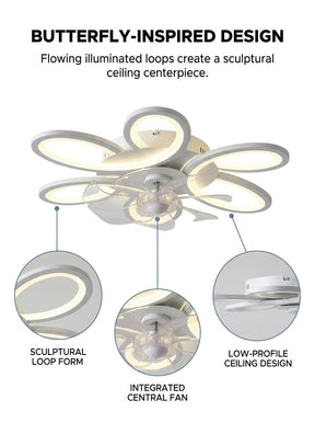 Butterfly loop modern fandelier ceiling fan with LED light