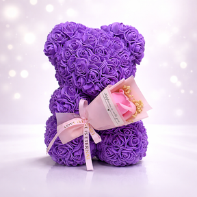 Decoração de Mesa Urso de Rosas Flor Artificial Presente de Dia dos Namorados