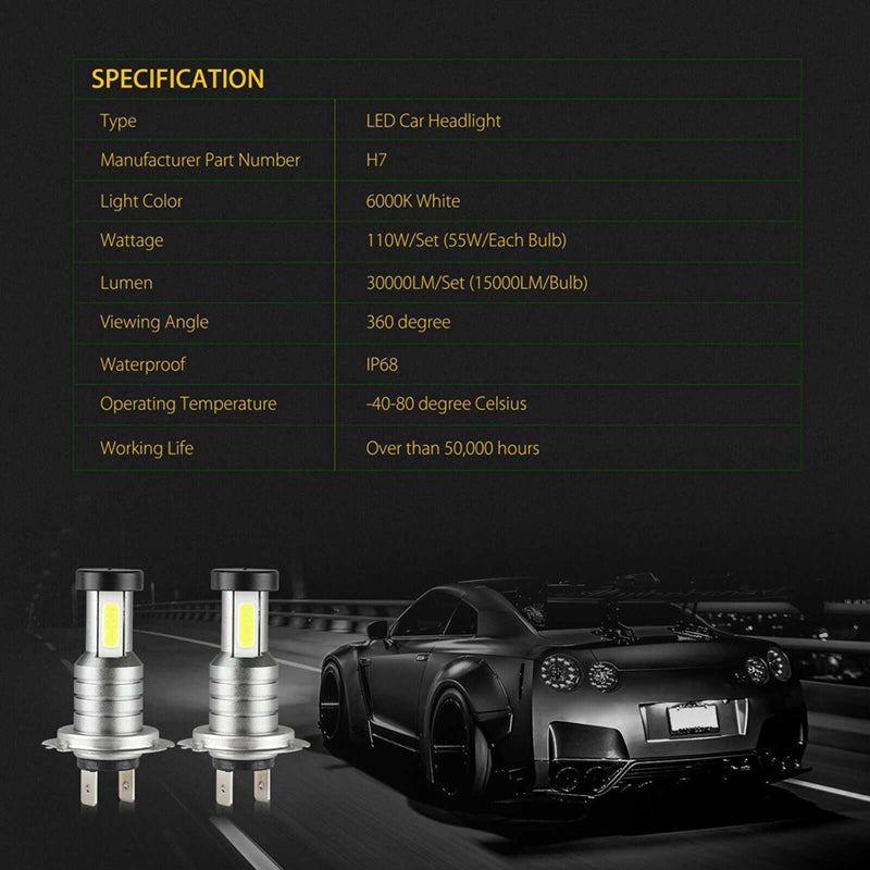Kit com 4 Lâmpadas de Farol LED H7