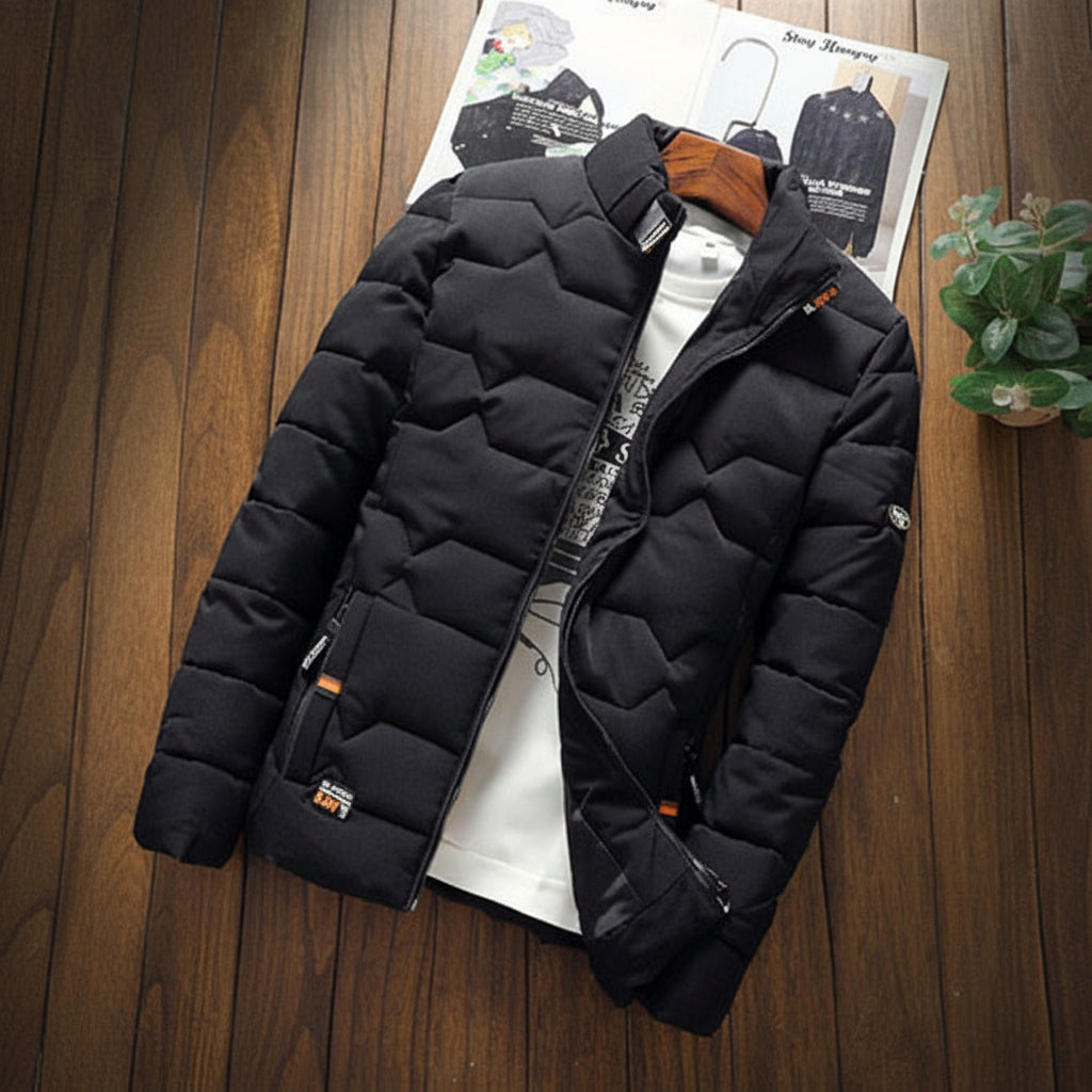 Jaqueta Masculina Acolchoada com Bolso de Zíper para Uso Casual
