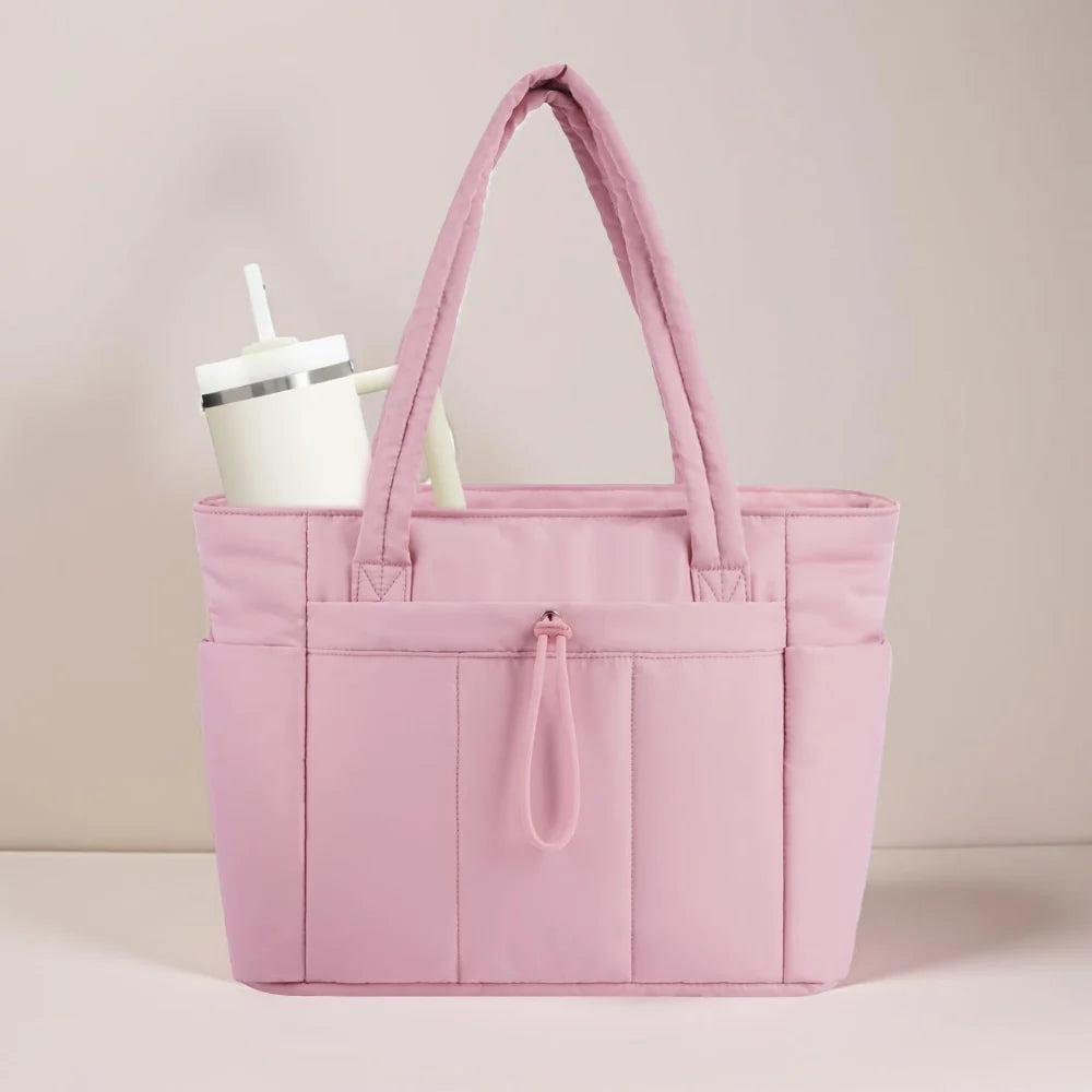 Womens Tote Bag Quilted Puffer Laptop Sleeve Travel Organizer