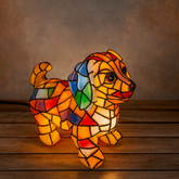 Luminária de Mesa Escultura de Cachorro em Resina Luz Decorativa