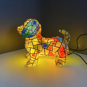 Luminária de Mesa Escultura de Cachorro em Resina Luz Decorativa