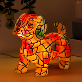 Luminária de Mesa Escultura de Cachorro em Resina Luz Decorativa