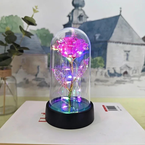 Luminária de Mesa LED Cúpula de Vidro Rosa Luz Decorativa Romântica