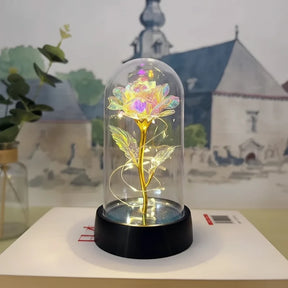 Luminária de Mesa LED Cúpula de Vidro Rosa Luz Decorativa Romântica