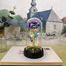 Luminária de Mesa LED Cúpula de Vidro Rosa Luz Decorativa Romântica