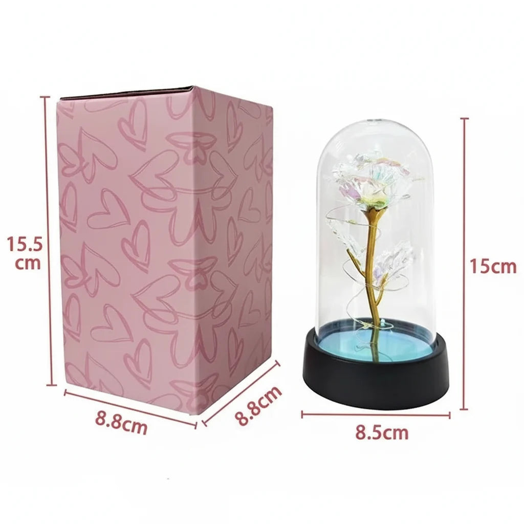 Luminária de Mesa LED Cúpula de Vidro Rosa Luz Decorativa Romântica