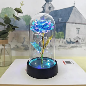 Luminária de Mesa LED Cúpula de Vidro Rosa Luz Decorativa Romântica