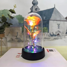 Luminária de Mesa LED Cúpula de Vidro Rosa Luz Decorativa Romântica