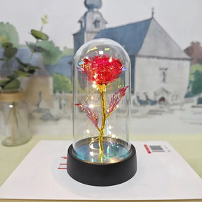 Luminária de Mesa LED Cúpula de Vidro Rosa Luz Decorativa Romântica