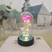 Luminária de Mesa LED Cúpula de Vidro Rosa Luz Decorativa Romântica