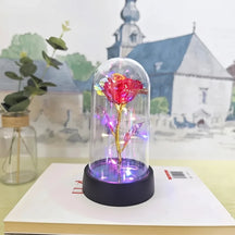 Luminária de Mesa LED Cúpula de Vidro Rosa Luz Decorativa Romântica