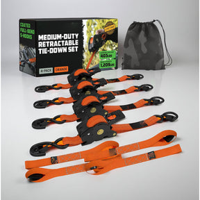 Ratchet Straps Cargo Retractable Tie Down Heavy Duty Hook Set