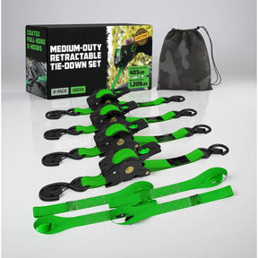 Ratchet Straps Cargo Retractable Tie Down Heavy Duty Hook Set