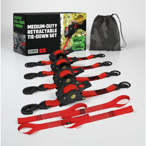 Ratchet Straps Cargo Retractable Tie Down Heavy Duty Hook Set