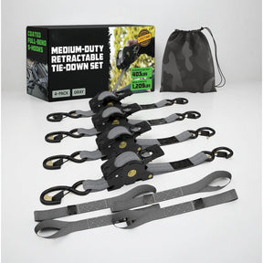 Ratchet Straps Cargo Retractable Tie Down Heavy Duty Hook Set