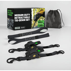 Ratchet Straps Cargo Retractable Tie Down Heavy Duty Hook Set