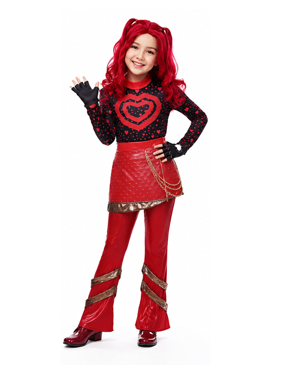 Conjunto de Fantasia de Princesa de 5 Peças com Tema de Coração Vermelho