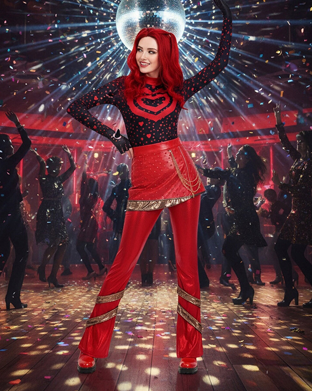 Conjunto de Fantasia de Princesa de 5 Peças com Tema de Coração Vermelho