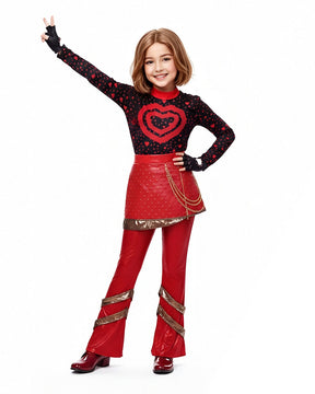 Conjunto de Fantasia de Princesa de 5 Peças com Tema de Coração Vermelho