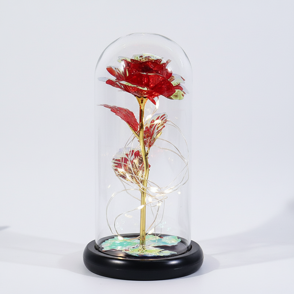 Presente de Dia das Mães: Rosa em Cúpula de Vidro para Decoração