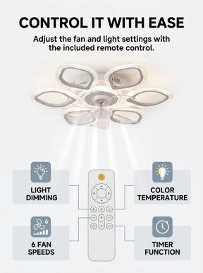 Crystal clover fandelier chandelier ceiling fan with LED light